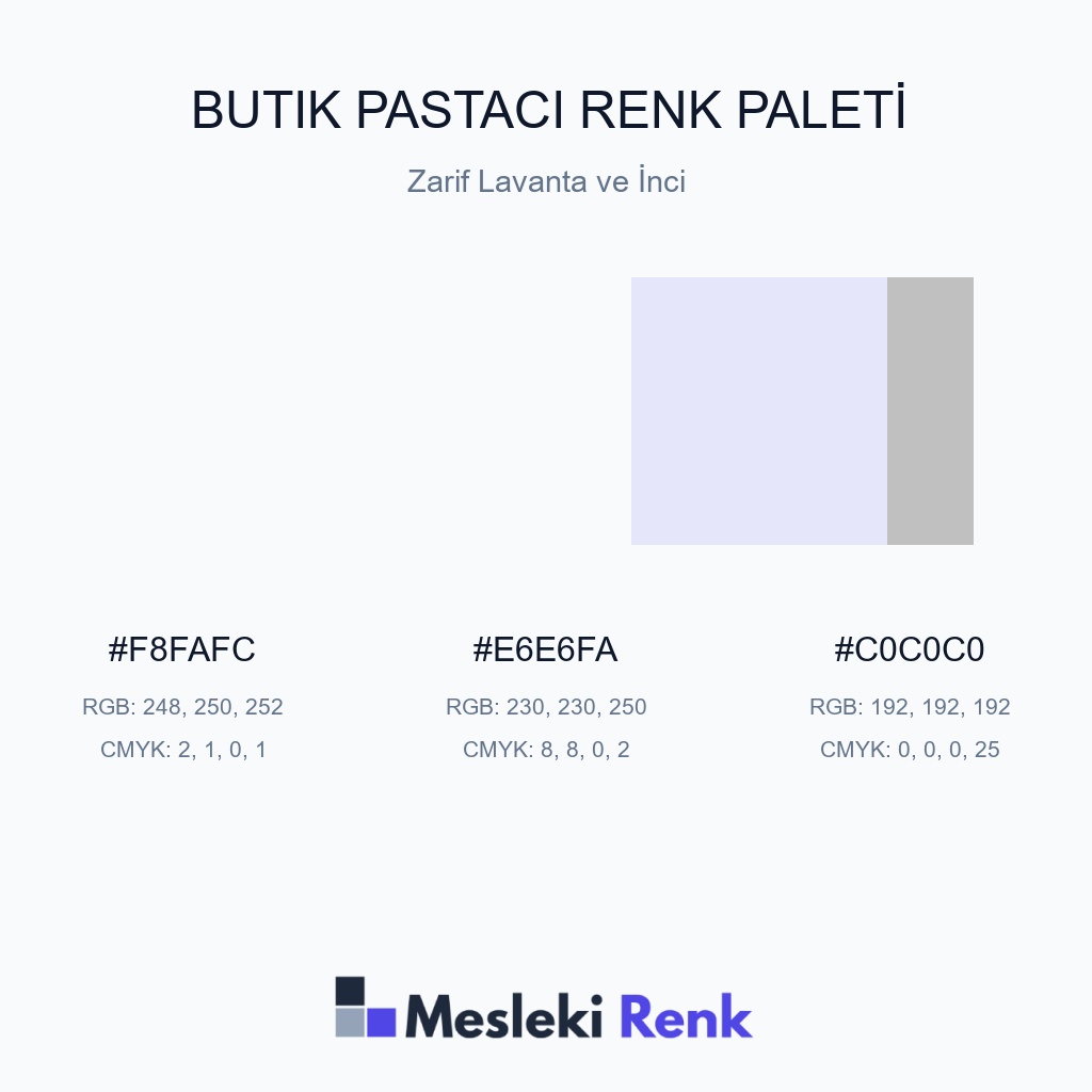 Butik Pastacı Zarif Lavanta ve İnci Renk Paleti