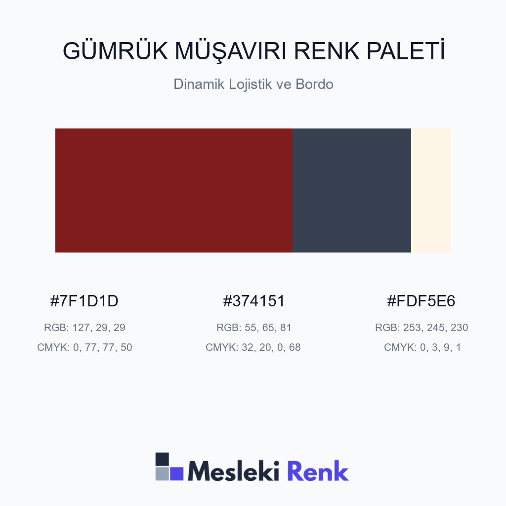 Gümrük Müşaviri Dinamik Lojistik ve Bordo Renk Paleti