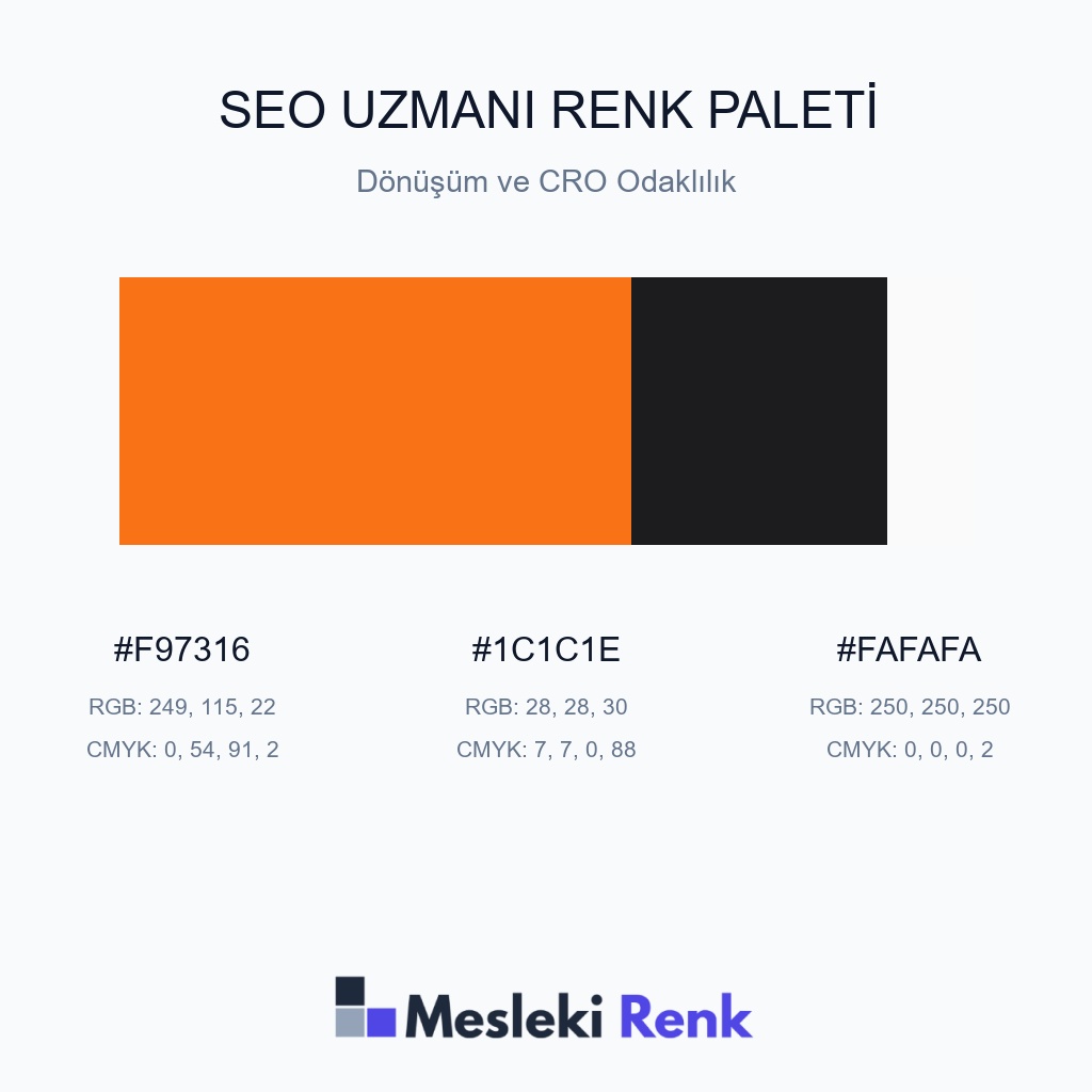 SEO Uzmanı Dönüşüm ve CRO Odaklılık Renk Paleti