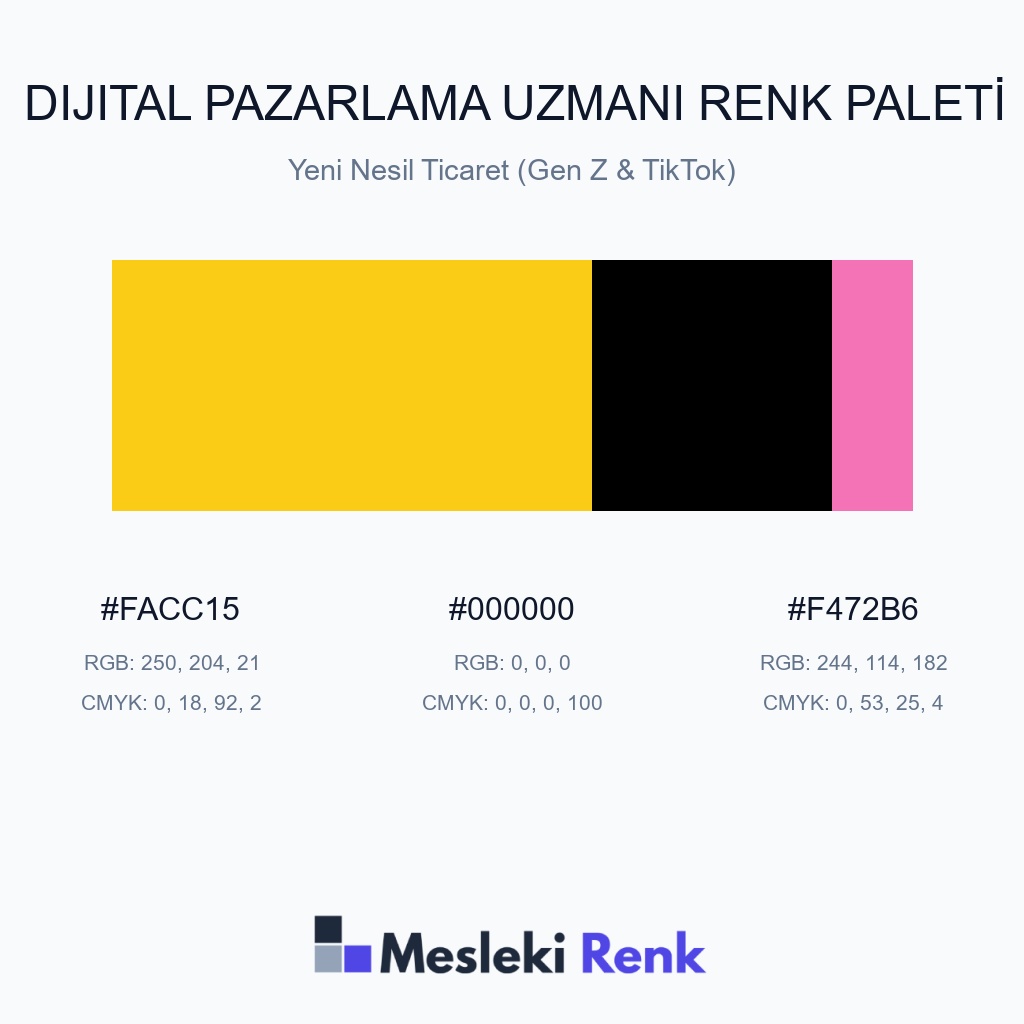 Dijital Pazarlama Uzmanı Yeni Nesil Ticaret (Gen Z & TikTok) Renk Paleti