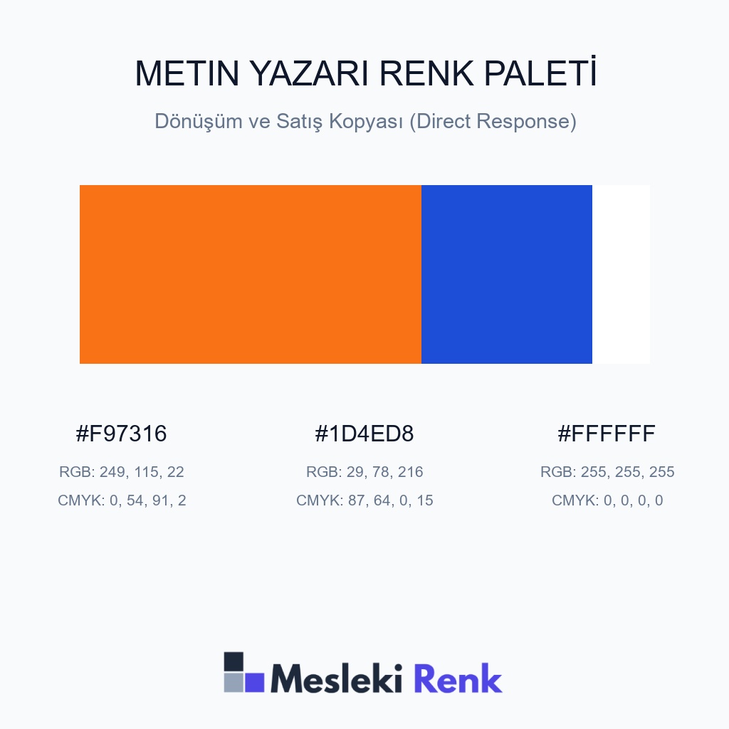 Metin Yazarı Dönüşüm ve Satış Kopyası (Direct Response) Renk Paleti
