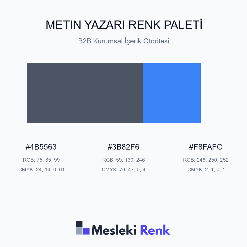 Metin Yazarı B2B Kurumsal İçerik Otoritesi Renk Paleti