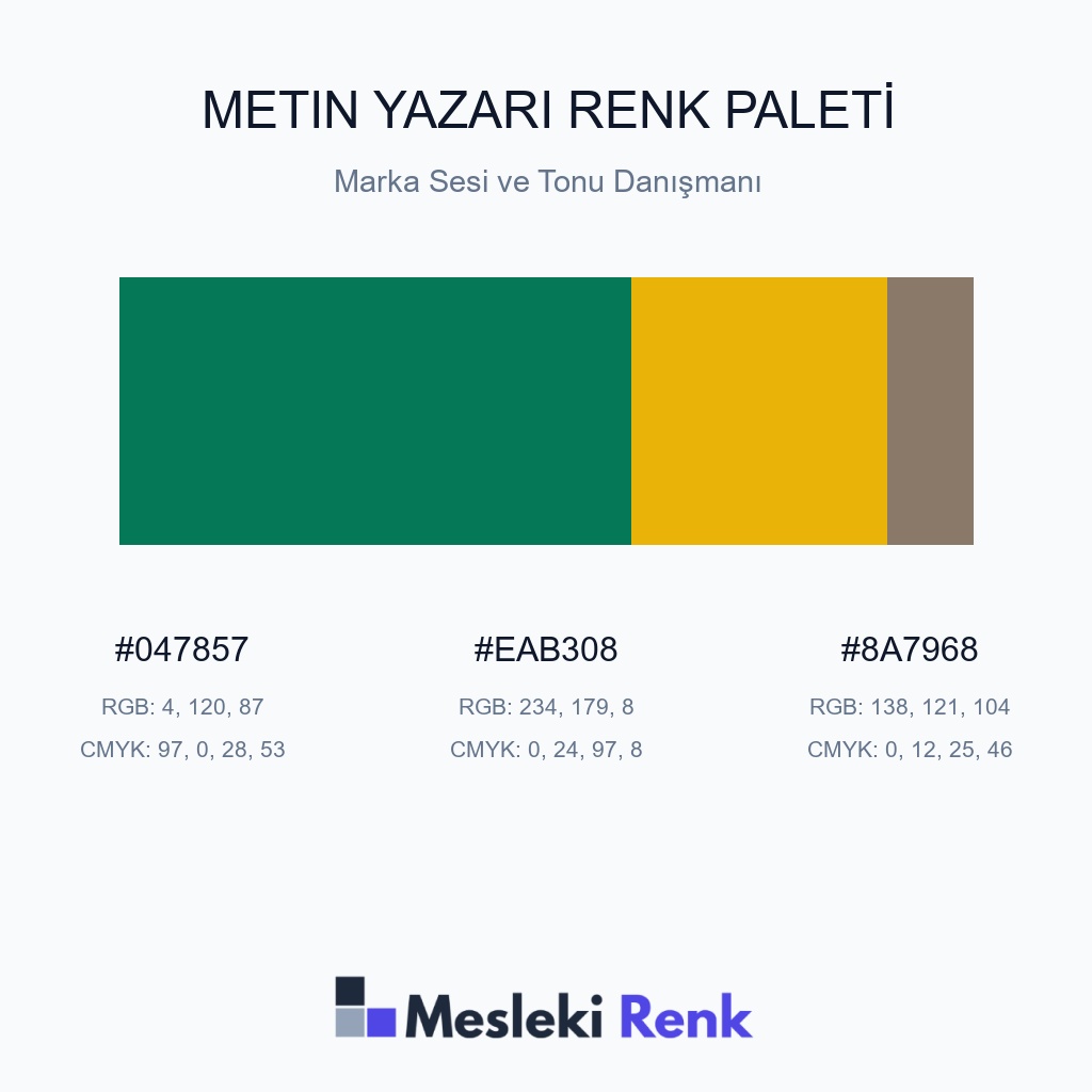 Metin Yazarı Marka Sesi ve Tonu Danışmanı Renk Paleti