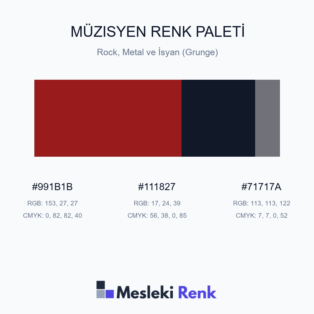 Müzisyen Rock, Metal ve İsyan (Grunge) Renk Paleti