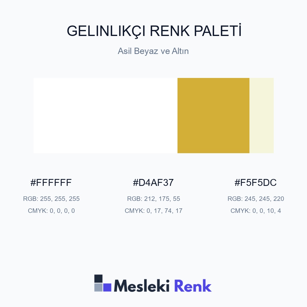 Gelinlikçi Asil Beyaz ve Altın Renk Paleti