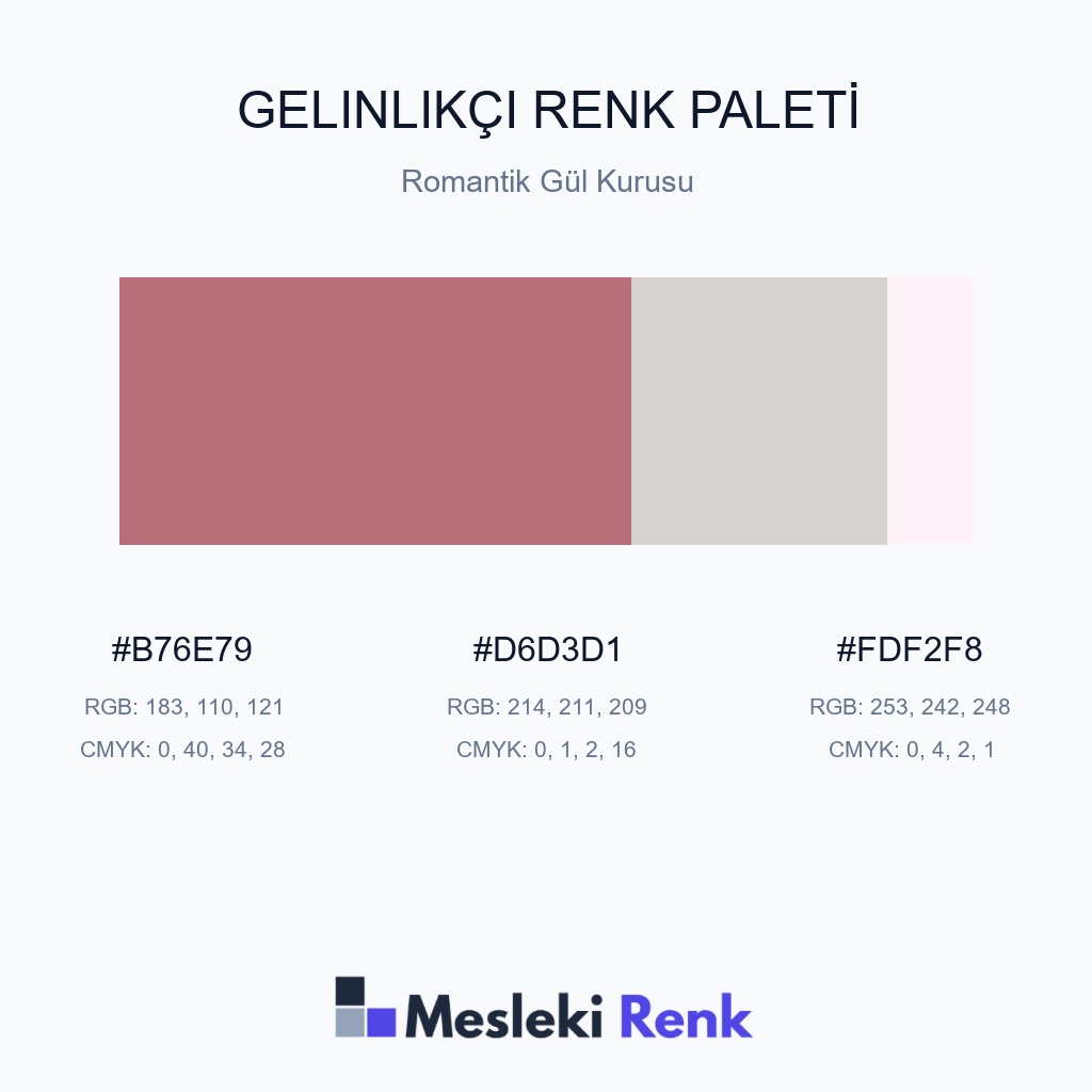 Gelinlikçi Romantik Gül Kurusu Renk Paleti