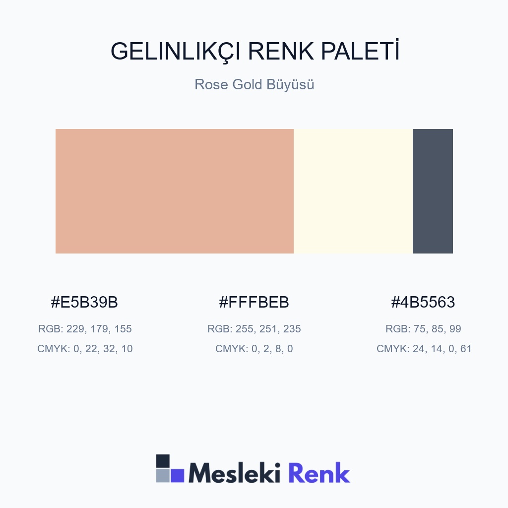 Gelinlikçi Rose Gold Büyüsü Renk Paleti
