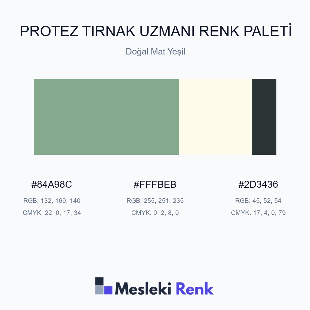 Protez Tırnak Uzmanı Doğal Mat Yeşil Renk Paleti
