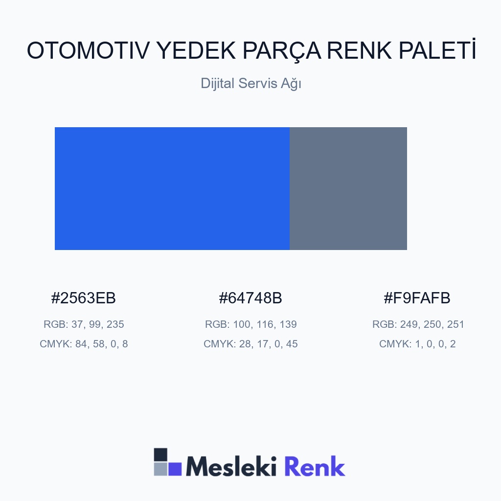 Otomotiv Yedek Parça Dijital Servis Ağı Renk Paleti