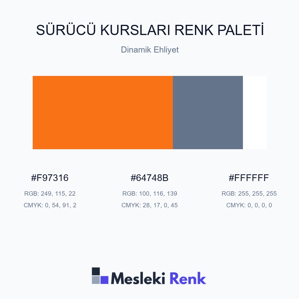 Sürücü Kursları Dinamik Ehliyet Renk Paleti