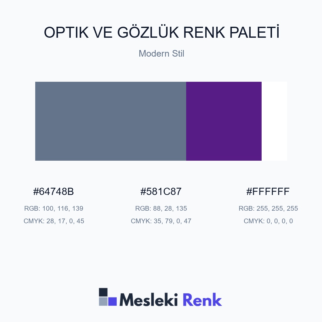 Optik ve Gözlük Modern Stil Renk Paleti