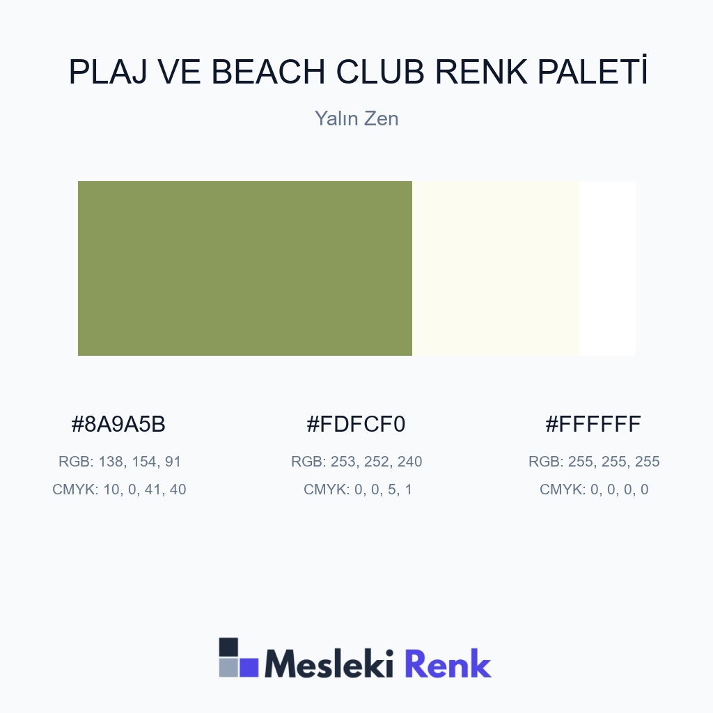 Plaj ve Beach Club Yalın Zen Renk Paleti