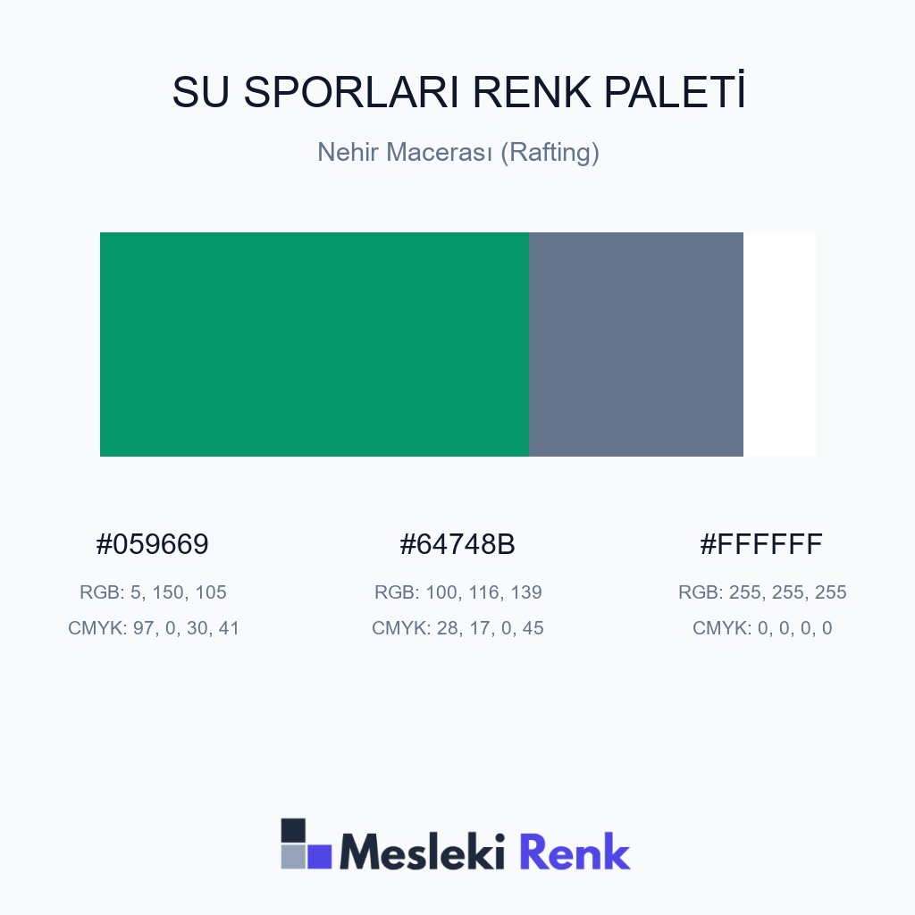 Su Sporları Nehir Macerası (Rafting) Renk Paleti