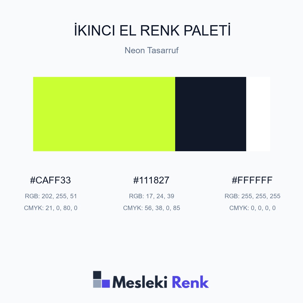İkinci El Neon Tasarruf Renk Paleti